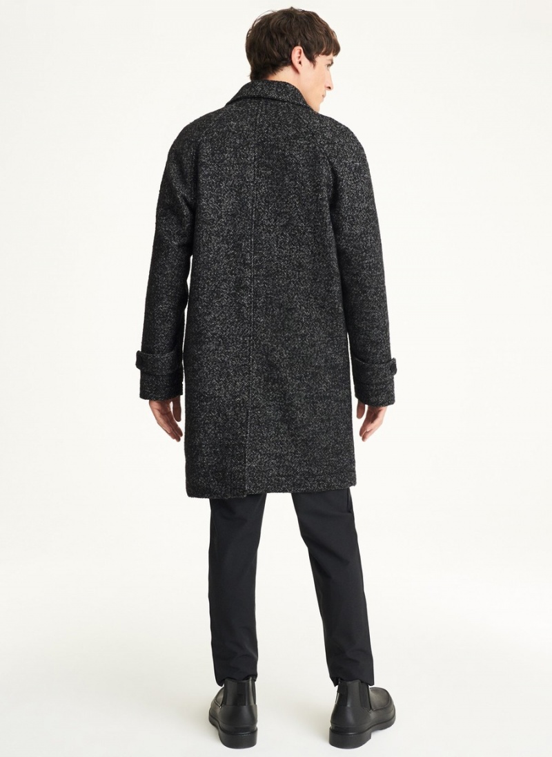 Men's Dkny Long Sleeve Raglan Balmacan Coats Black | I4036981