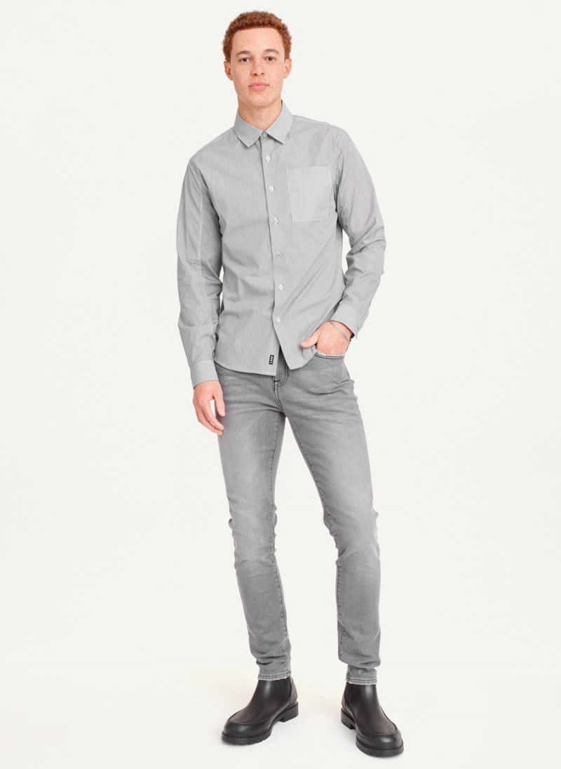 Men's Dkny Long Sleeve Shirts Grey | T7001642