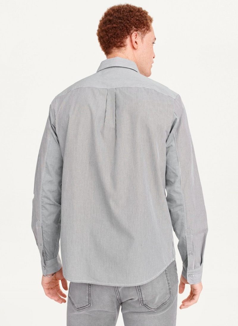 Men's Dkny Long Sleeve Shirts Grey | T7001642