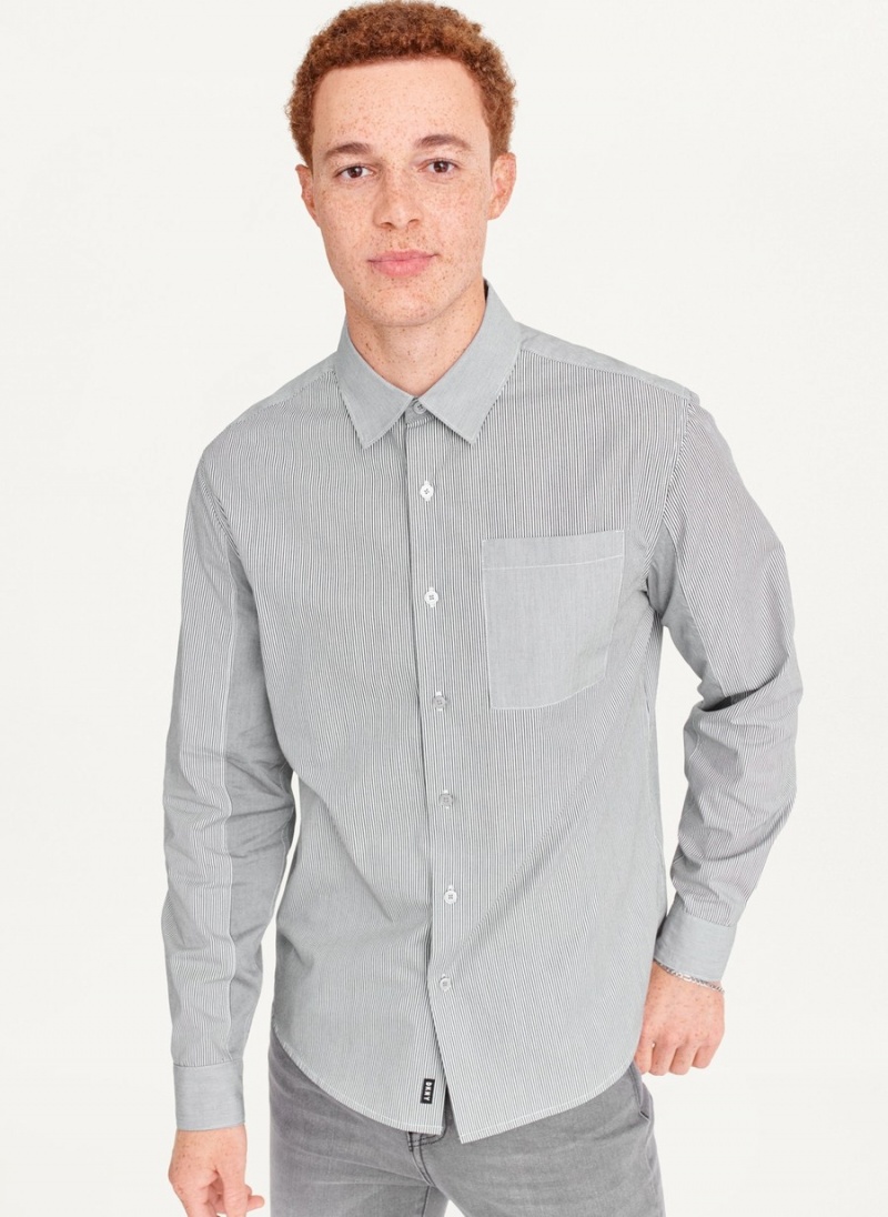 Men\'s Dkny Long Sleeve Shirts Grey | T7001642