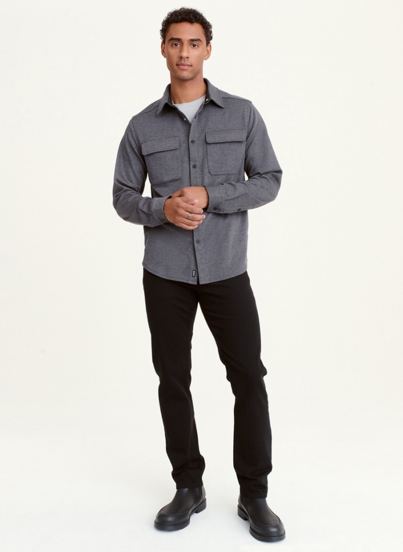Men's Dkny Long Sleeve Smart Knit Shirts Grey | R9552111