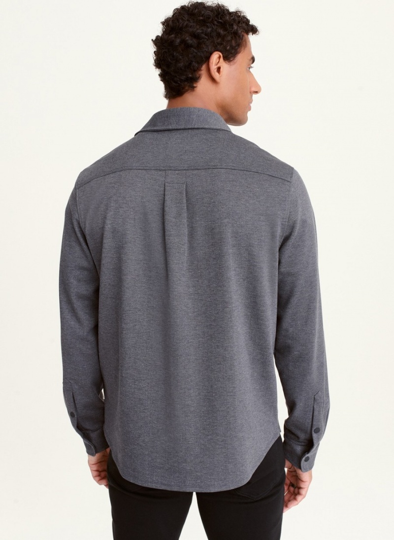 Men's Dkny Long Sleeve Smart Knit Shirts Grey | R9552111