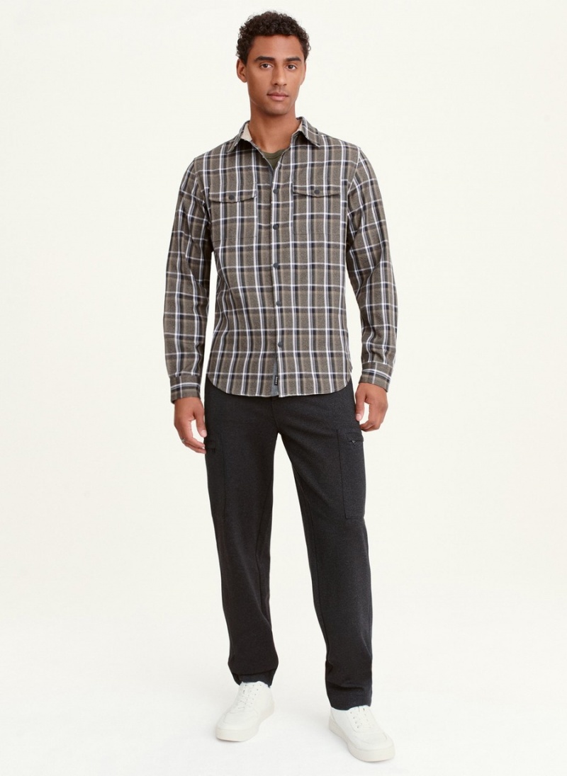 Men's Dkny Long Sleeve Woodsman Plaid Shirts Grey | O3715015