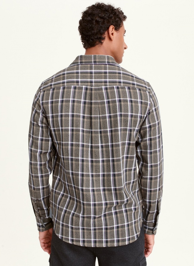 Men's Dkny Long Sleeve Woodsman Plaid Shirts Grey | O3715015