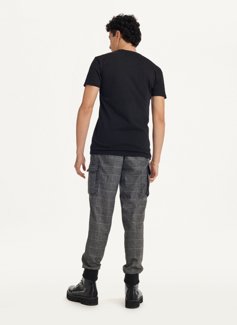 Men's Dkny Metallic Puff Logo T Shirts Black | J3537567