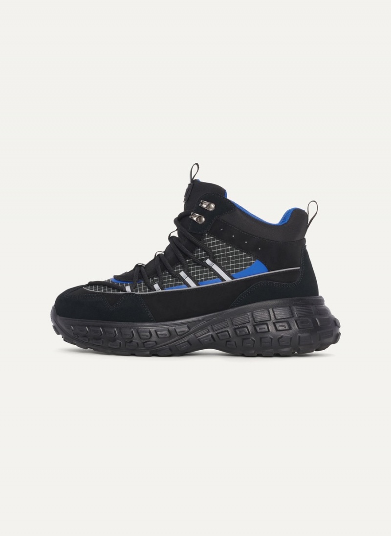 Men\'s Dkny Mixed Media High Top Sneakers Black | L8578449