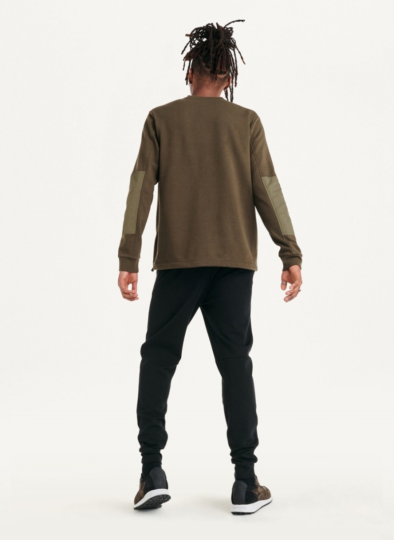 Men's Dkny Mixed Media Military Sweatshirts Olive | I8844515