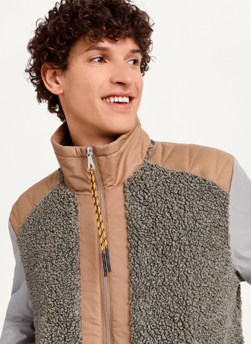 Men's Dkny Mixed Media Sherpa Bomber Jackets Grey | Y9924941