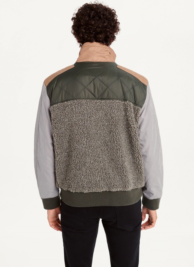 Men's Dkny Mixed Media Sherpa Bomber Jackets Grey | Y9924941