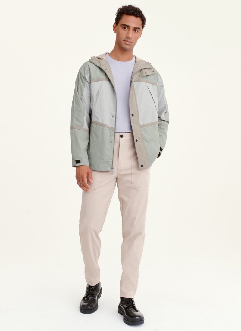 Men's Dkny Multi-Color Pieced Hike Jackets Olive | M0099203