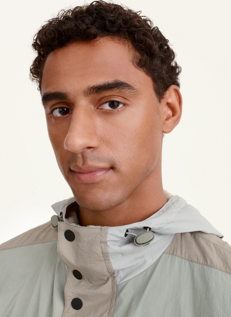 Men's Dkny Multi-Color Pieced Hike Jackets Olive | M0099203