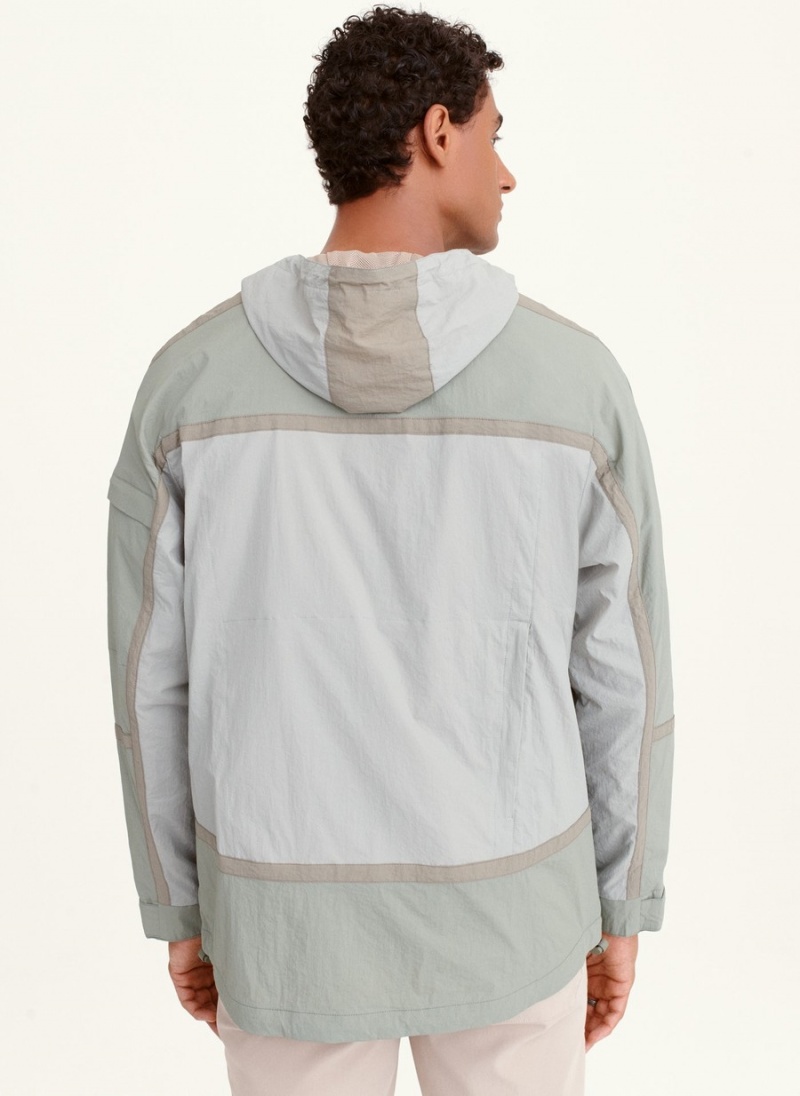 Men's Dkny Multi-Color Pieced Hike Jackets Olive | M0099203