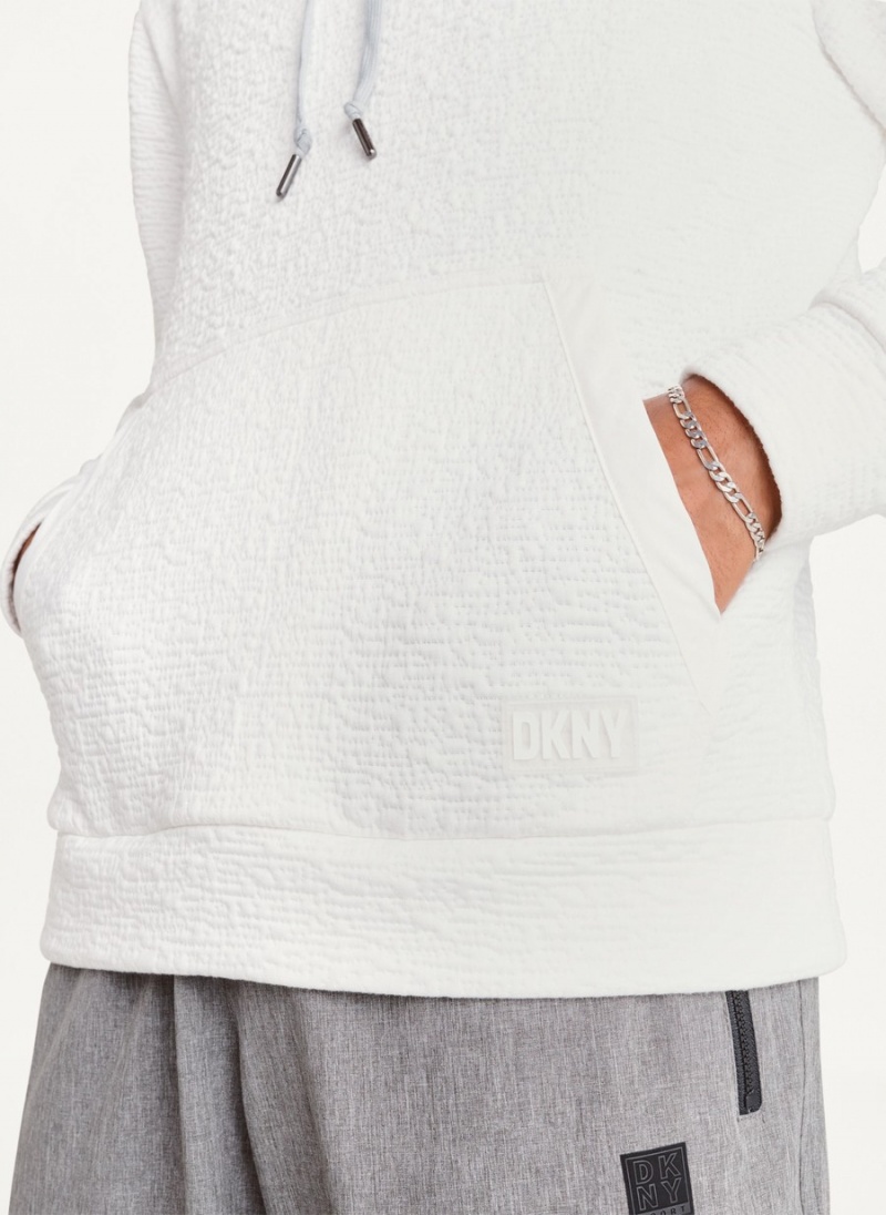 Men's Dkny Novelty Quilted Texture Hoodie White | U6255430