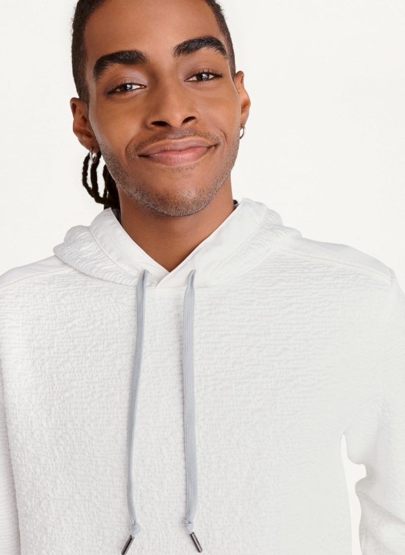 Men's Dkny Novelty Quilted Texture Hoodie White | U6255430