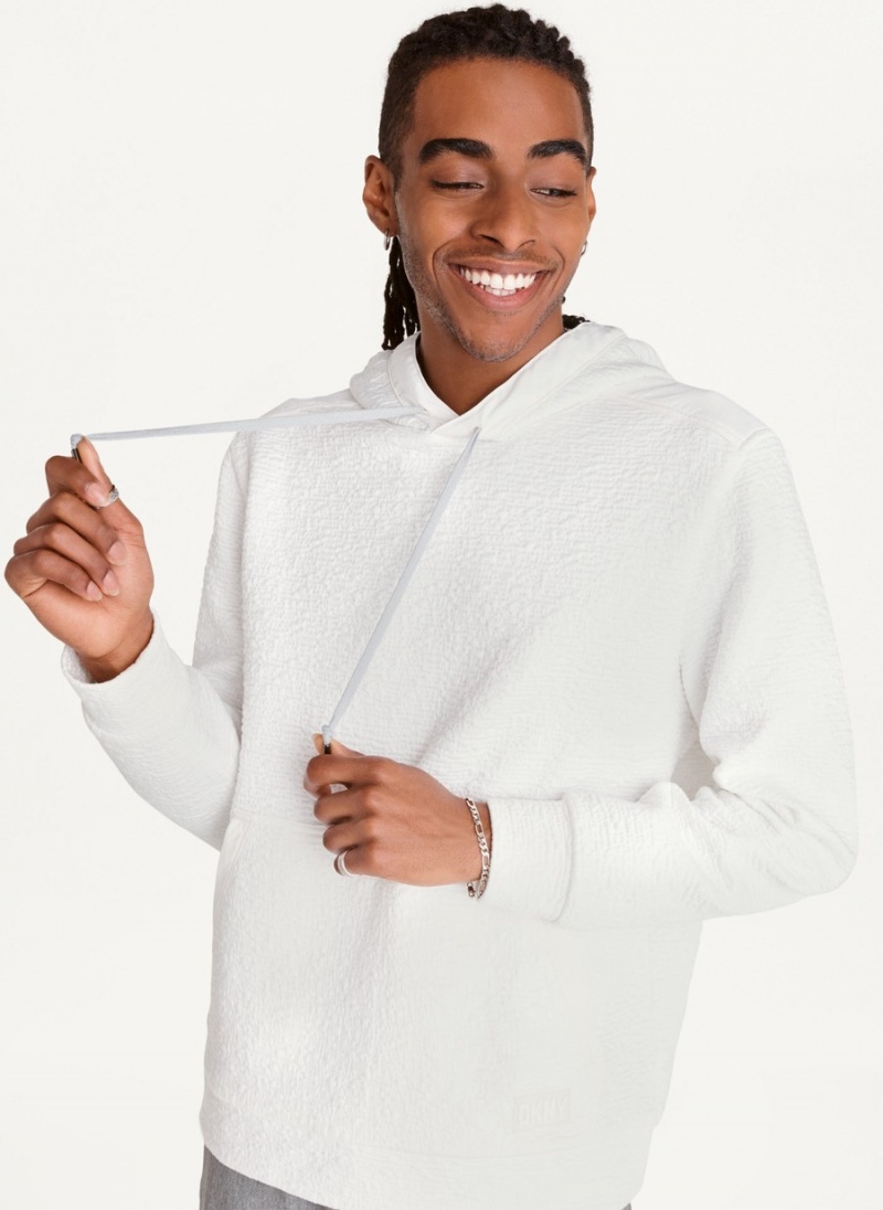 Men\'s Dkny Novelty Quilted Texture Hoodie White | U6255430