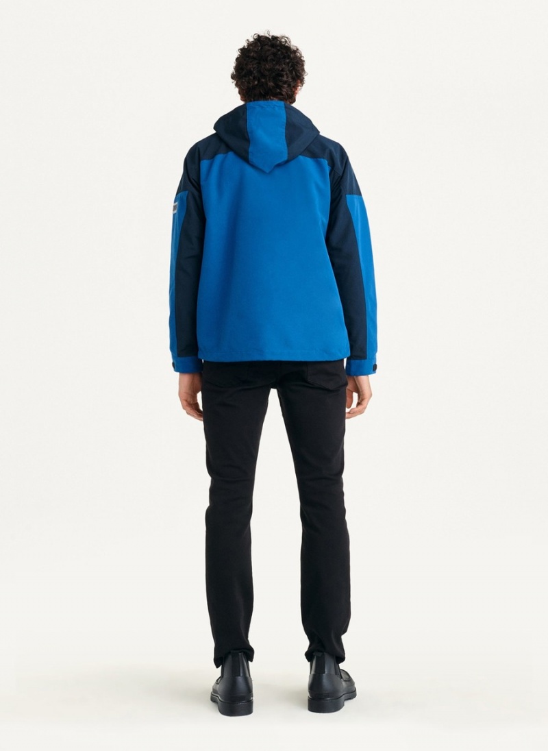 Men's Dkny Nylon Colorblock Four-Pocket Hooded Jackets Navy | Y9499572