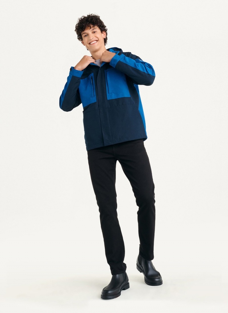 Men's Dkny Nylon Colorblock Four-Pocket Hooded Jackets Navy | Y9499572