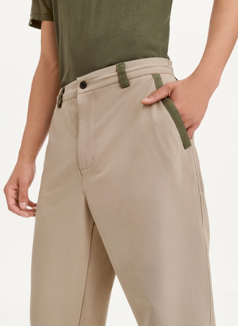 Men's Dkny Olive Trim Elastic Waist Pants Beige | W8646171