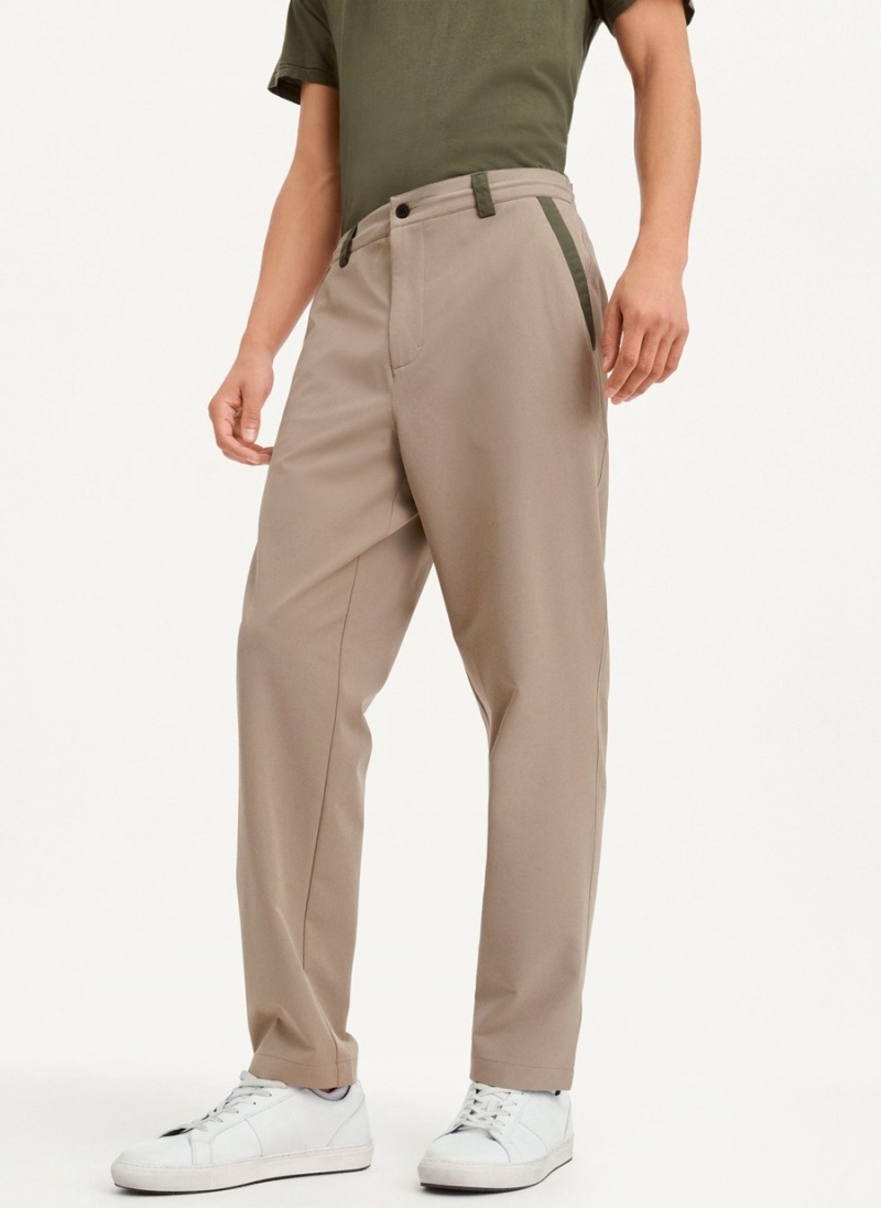 Men\'s Dkny Olive Trim Elastic Waist Pants Beige | W8646171