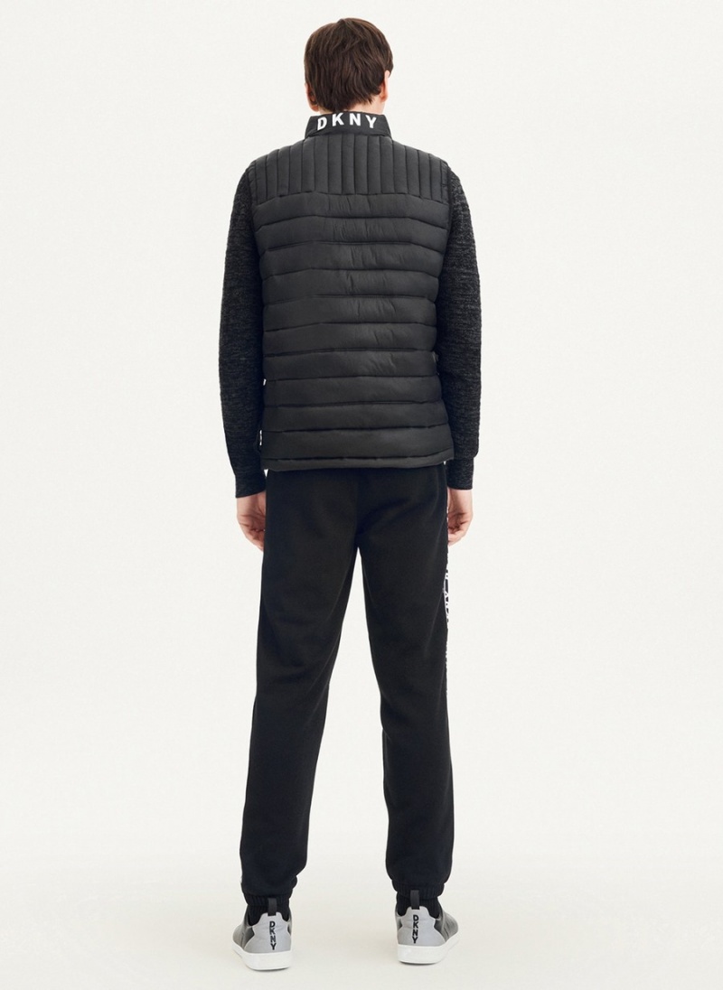 Men's Dkny Packable Quilted Vest Black | U3868499