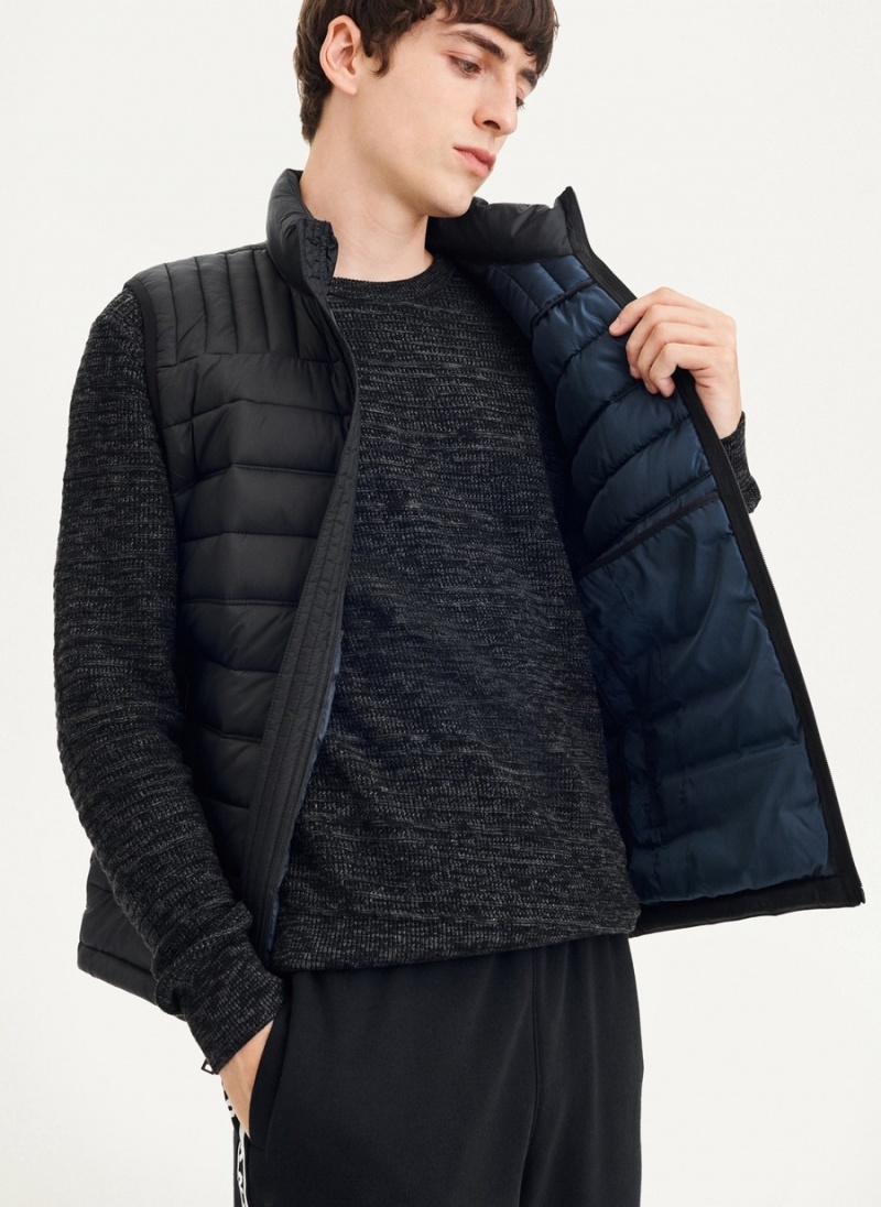 Men's Dkny Packable Quilted Vest Black | U3868499