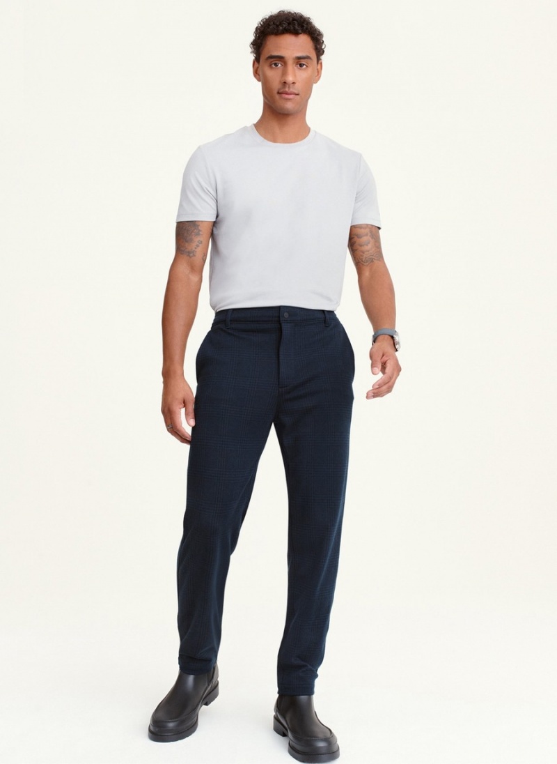 Men's Dkny Plaid Pants Navy | I0531037