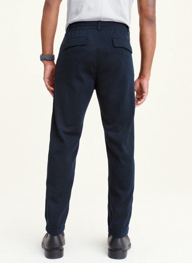 Men's Dkny Plaid Pants Navy | I0531037