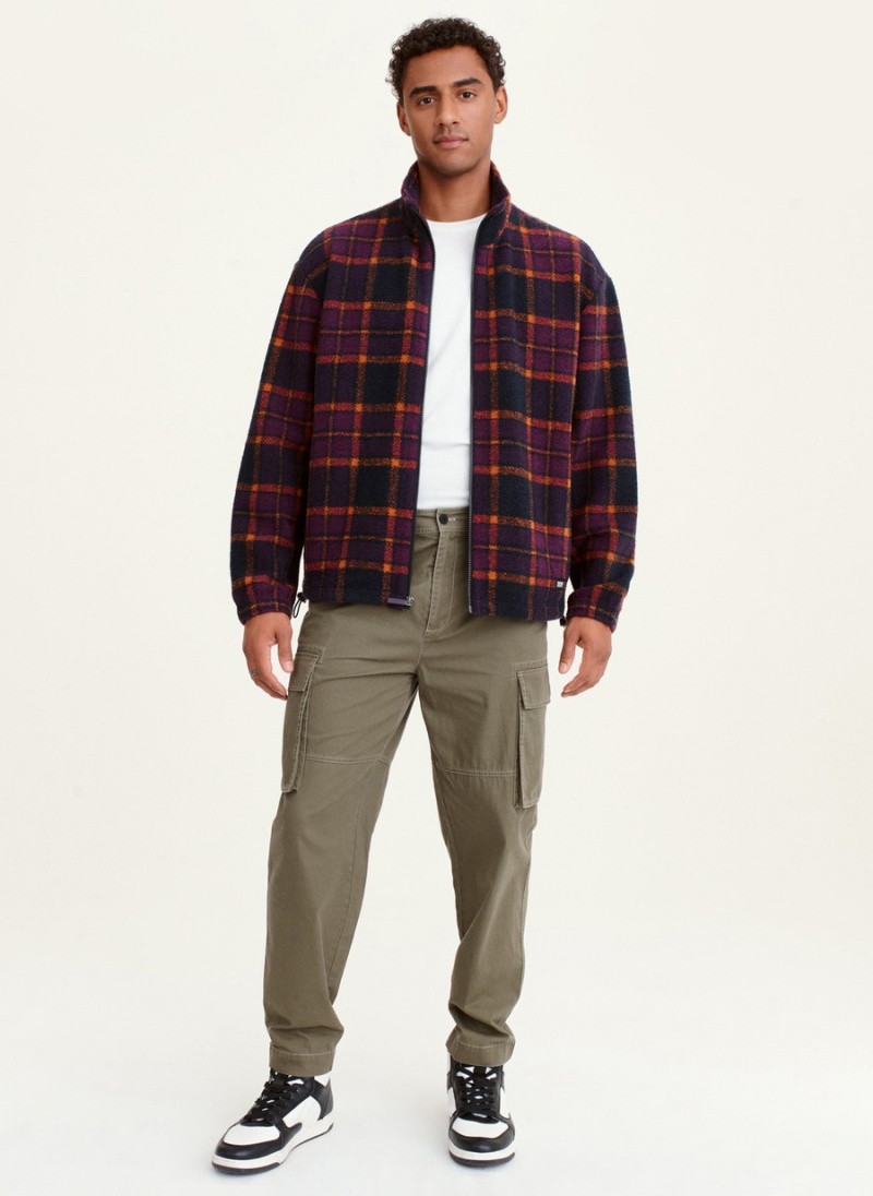 Men's Dkny Plaid Sherpa Jackets Purple | H5516265