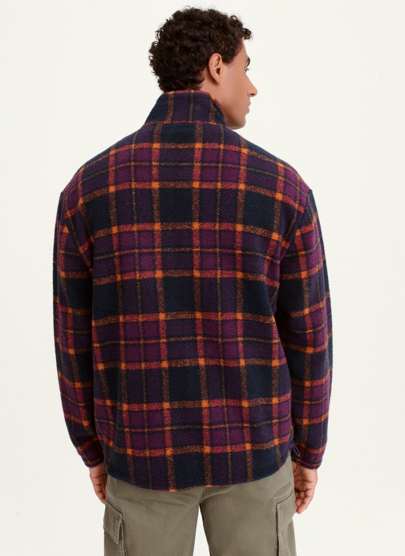 Men's Dkny Plaid Sherpa Jackets Purple | H5516265