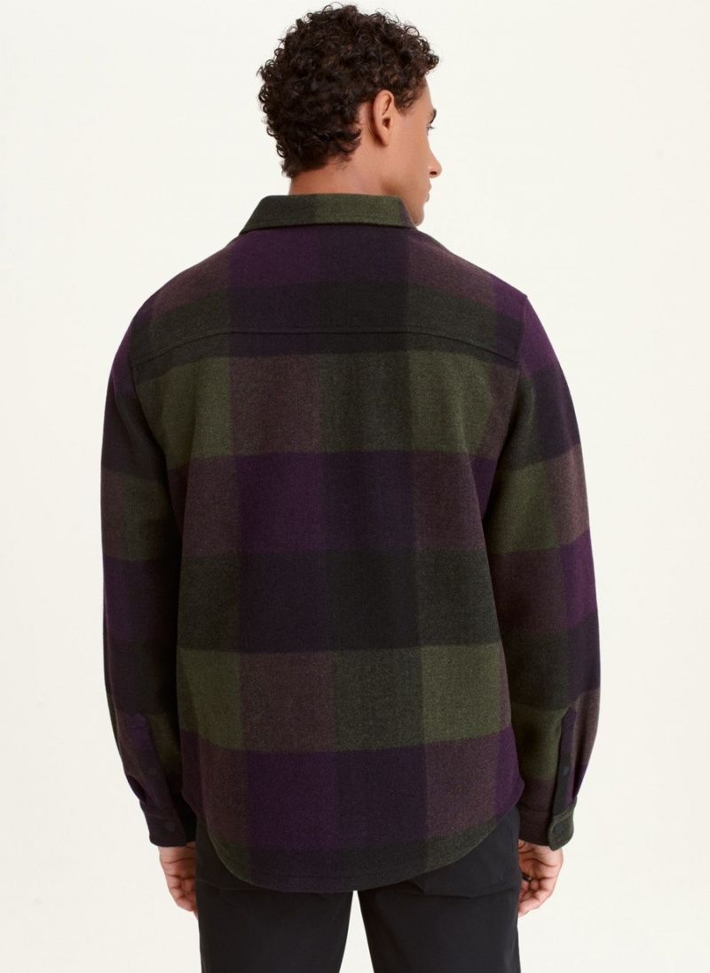 Men's Dkny Plaid Shirt Jackets Purple | O7842708