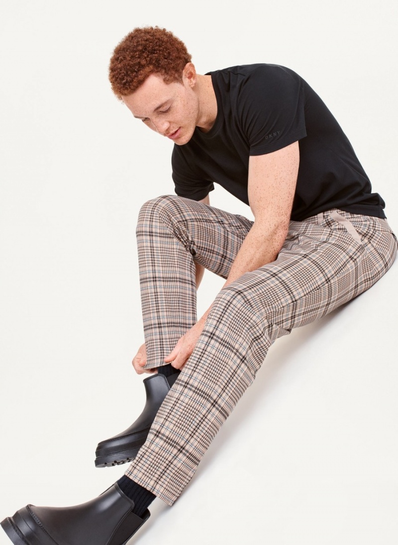 Men's Dkny Plaids Pants Brown | E1643188