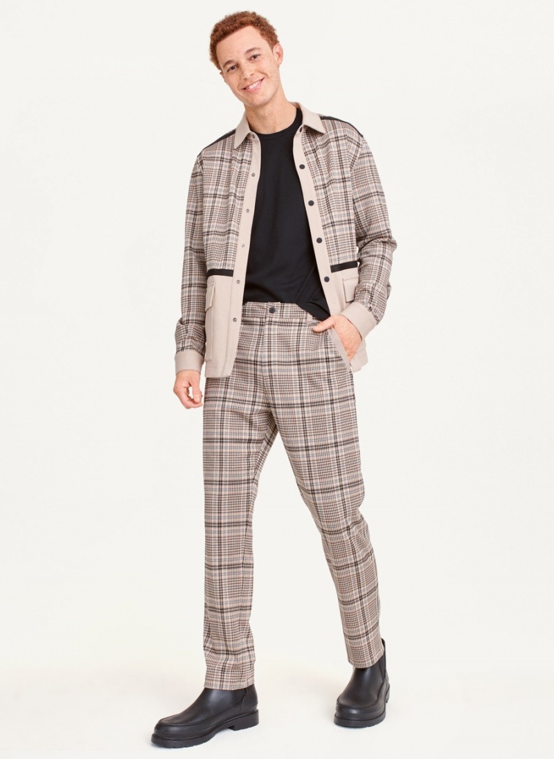 Men's Dkny Plaids Pants Brown | E1643188