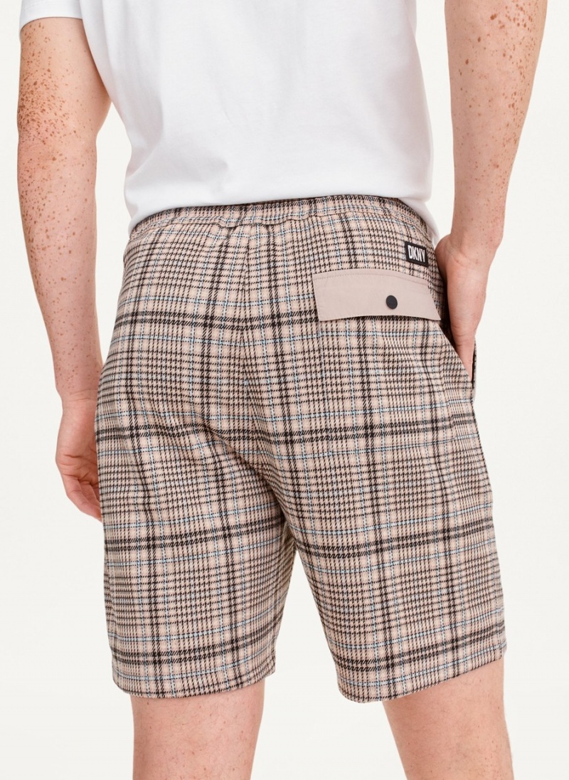 Men's Dkny Plaids Shorts Brown | S4182486