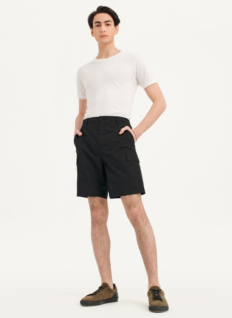 Men's Dkny Poplin Cargo Shorts Black | T8099856
