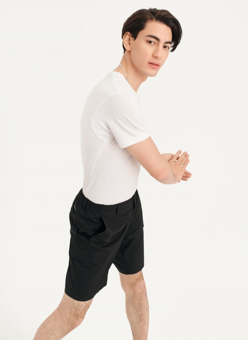 Men's Dkny Poplin Cargo Shorts Black | T8099856