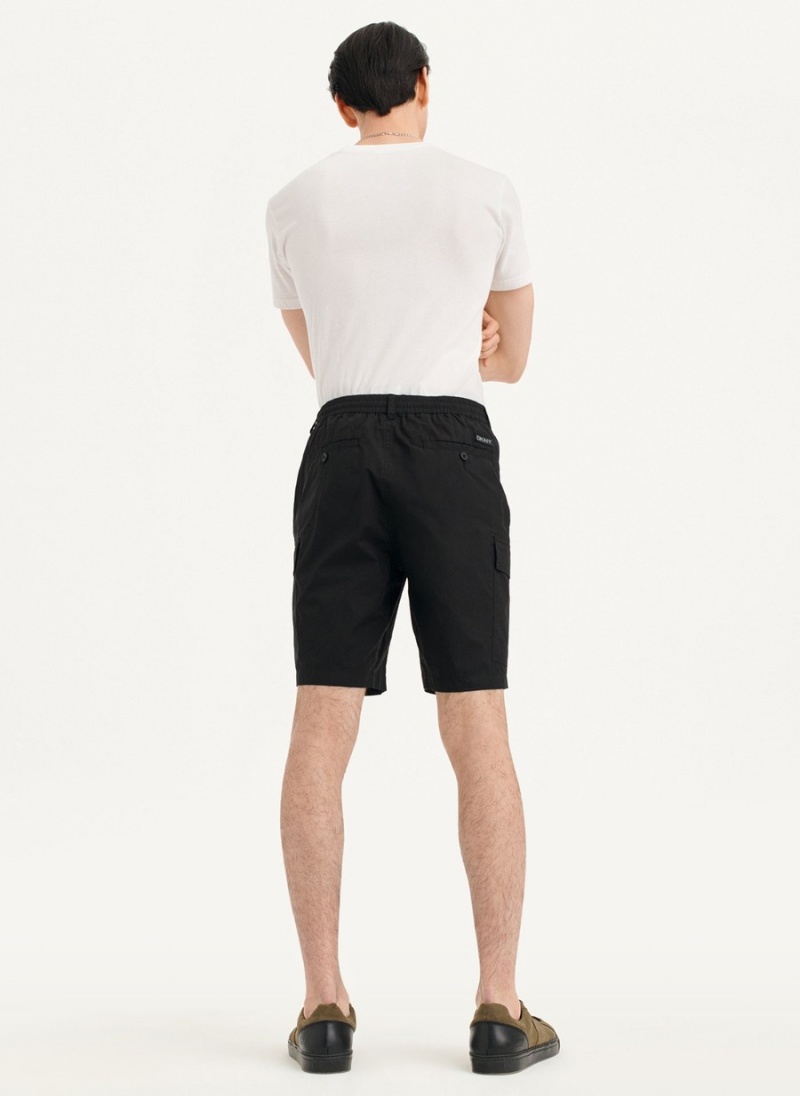 Men's Dkny Poplin Cargo Shorts Black | T8099856