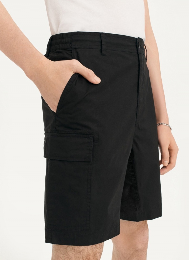 Men's Dkny Poplin Cargo Shorts Black | T8099856