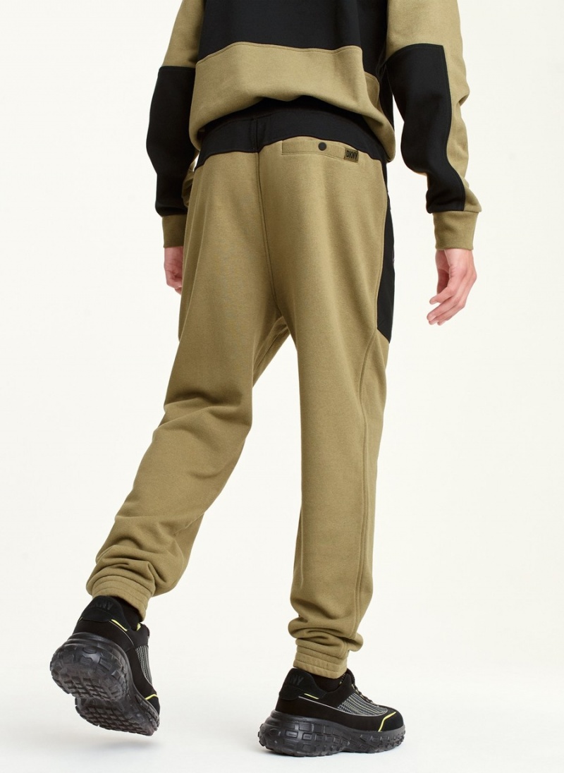 Men's Dkny Pull On Colorblock French Terry Pants Olive | R1597010