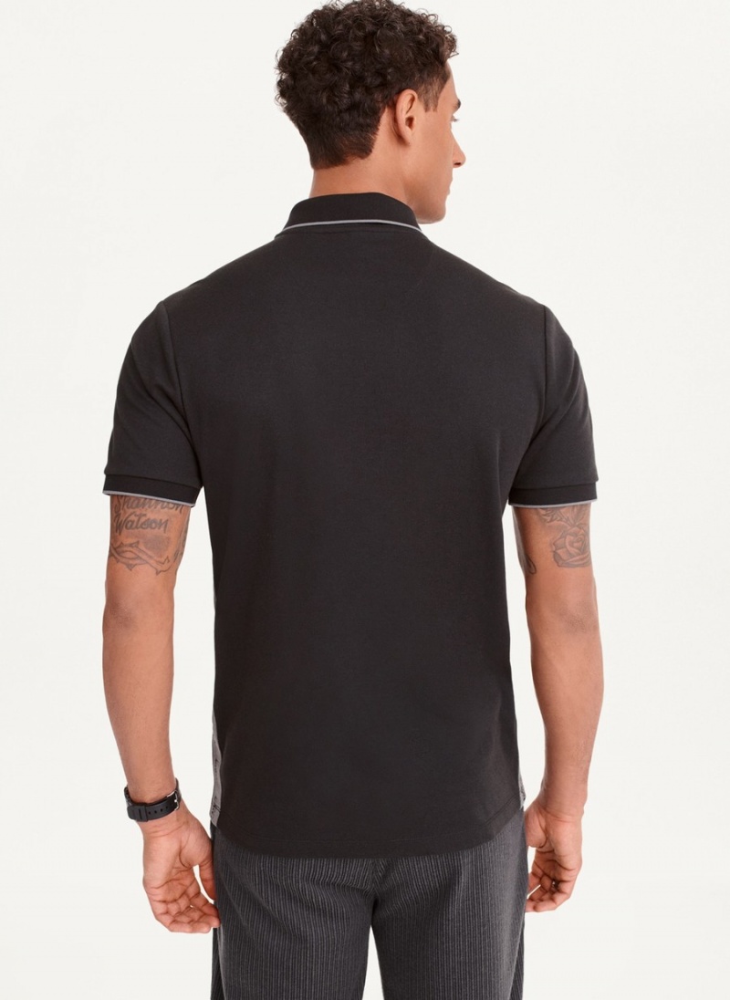Men's Dkny Quarter Zip Sport Polo Shirts Black | B5067704
