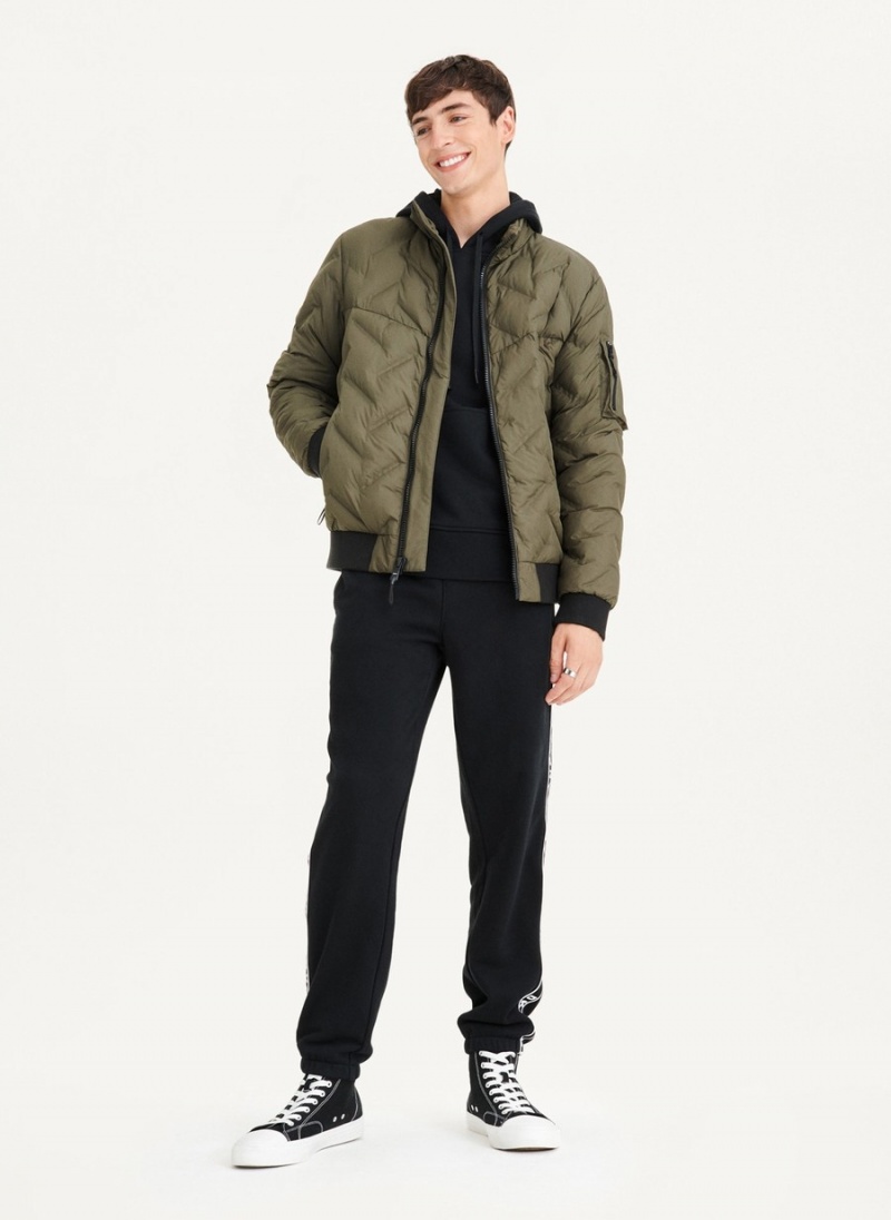 Men's Dkny Quilted Bomber Jackets Olive | I5432081