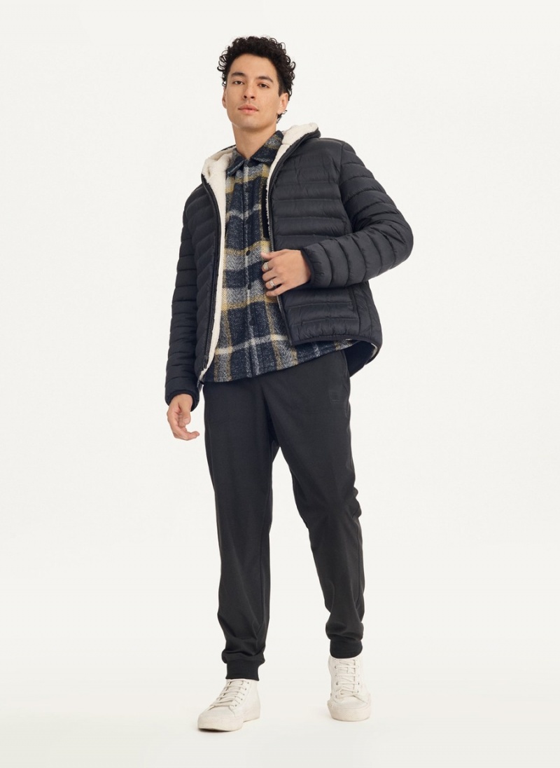 Men's Dkny Quilted Reversible Sherpa Jackets Black | M9522189