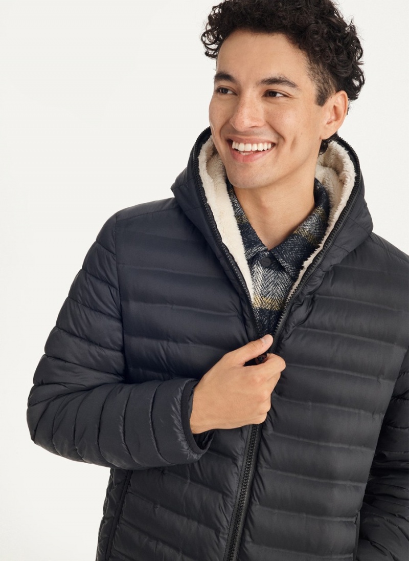 Men's Dkny Quilted Reversible Sherpa Jackets Black | M9522189