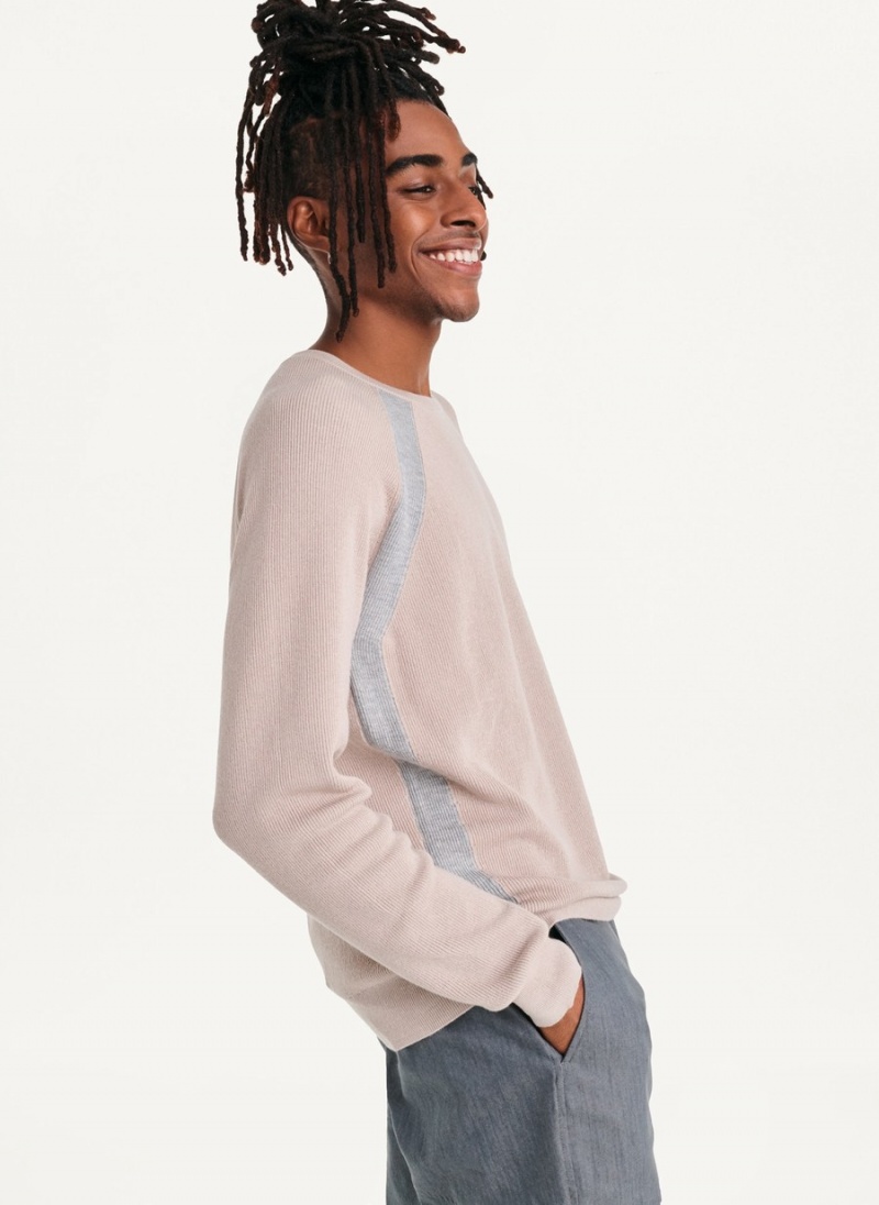 Men's Dkny Raglan Crew Sweaters Khaki | P4549739