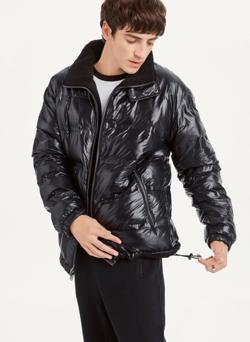 Men's Dkny Reversible Puffer Jacket Black | E5489510