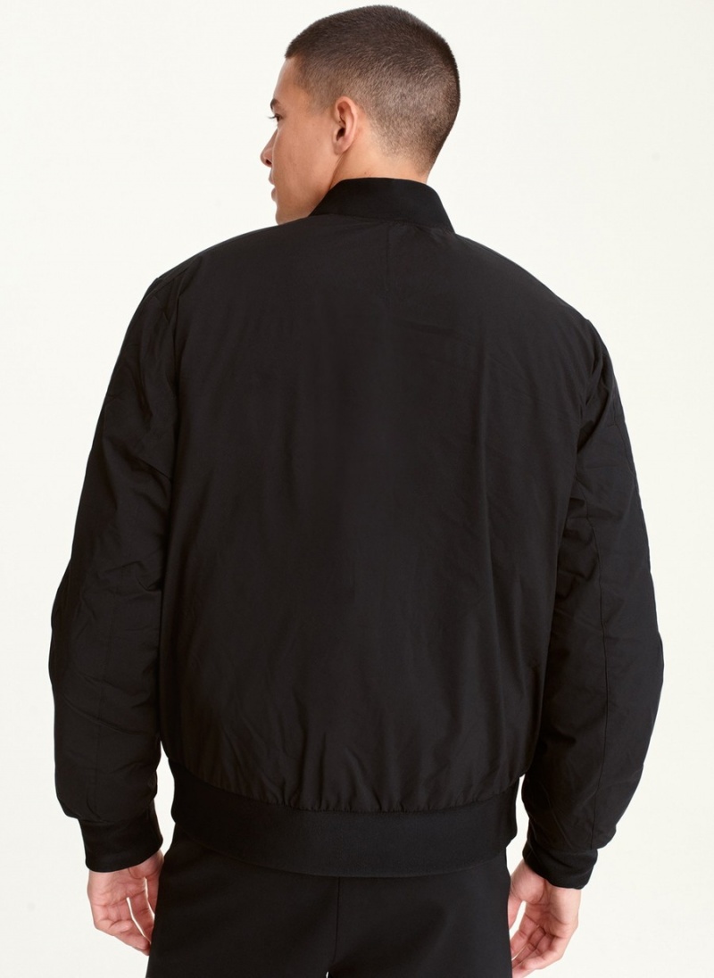 Men's Dkny Ribbed-Collar Bomber Jackets Black | Q2106935