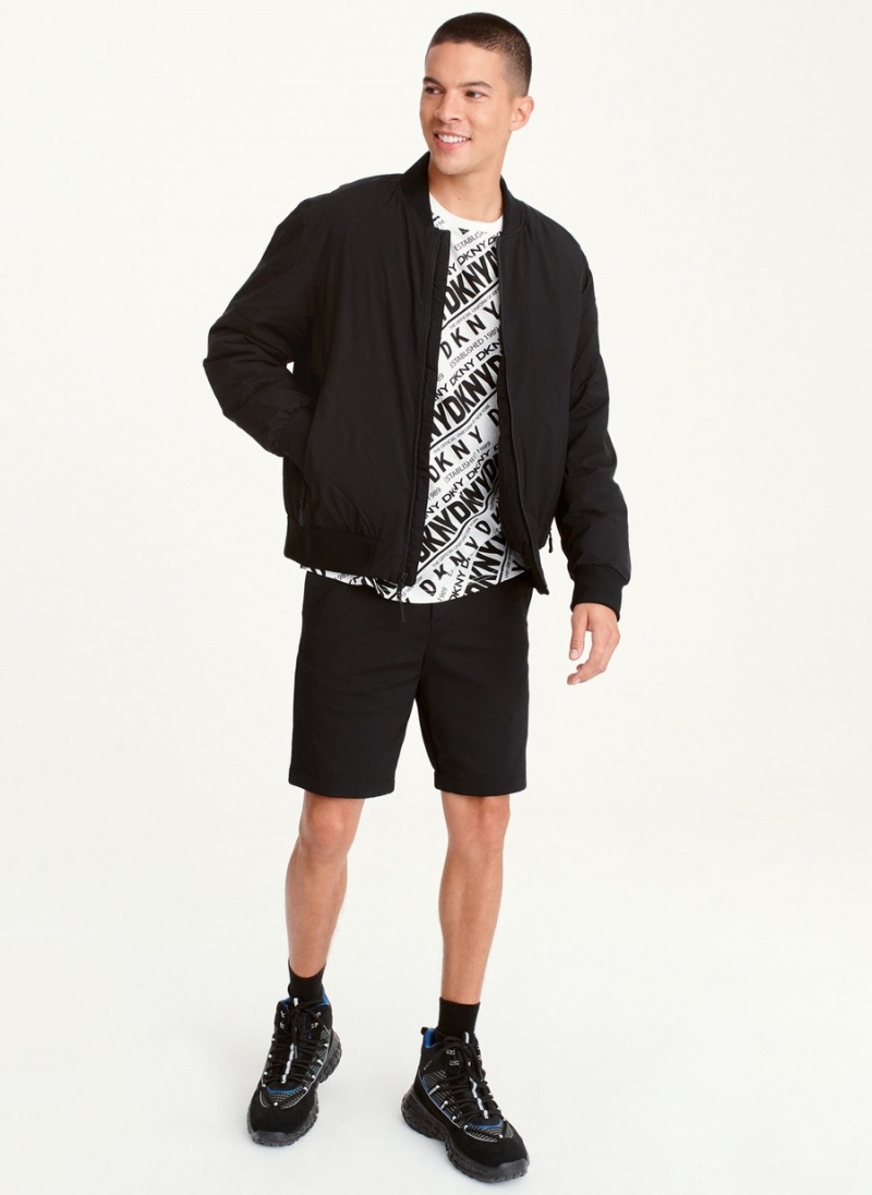 Men's Dkny Ribbed-Collar Bomber Jackets Black | Q2106935