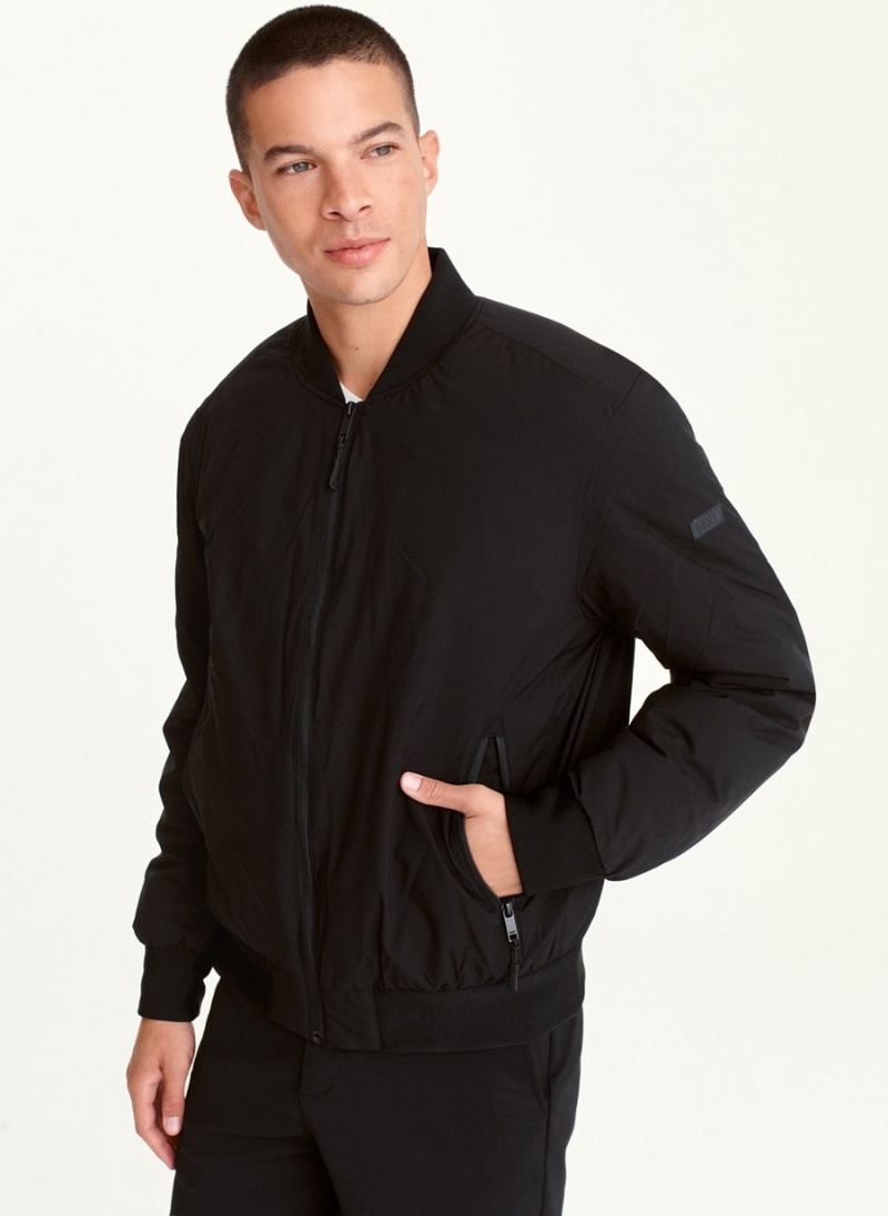 Men\'s Dkny Ribbed-Collar Bomber Jackets Black | Q2106935