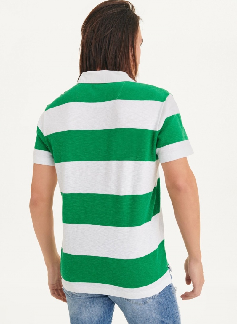 Men's Dkny Rugby Stripe Polo Shirts Green | E9040951