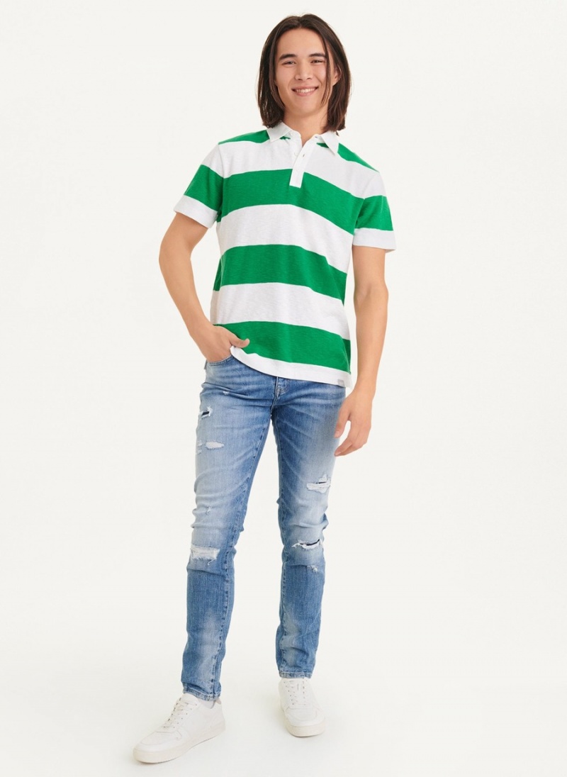 Men's Dkny Rugby Stripe Polo Shirts Green | E9040951
