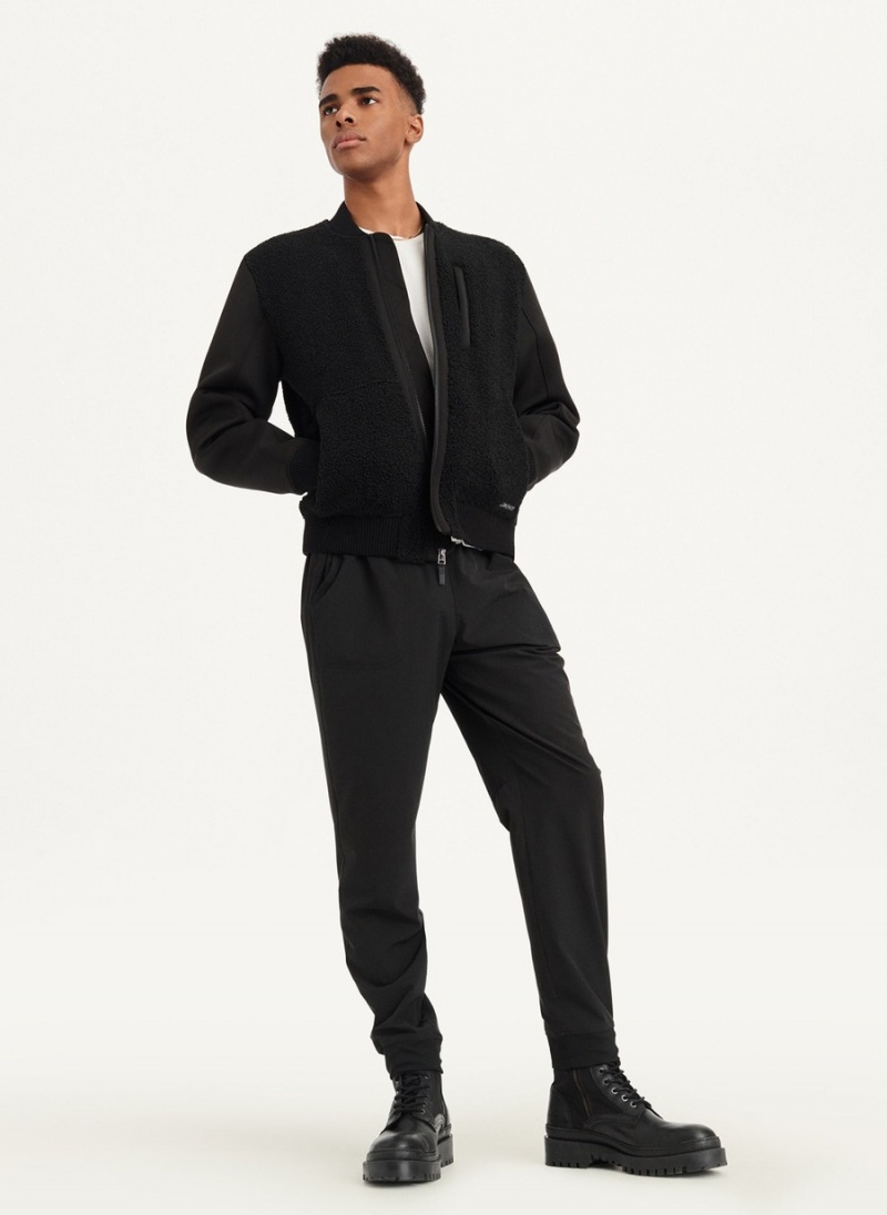 Men's Dkny Sherpa Bomber Jackets Black | P4249166